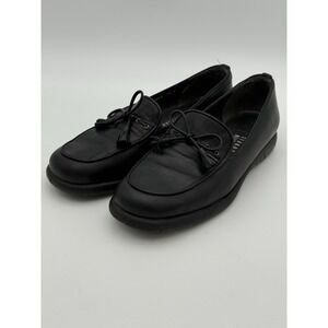 Stuart Weitzman Black Bow Slip-On Loafer Flats 7.5 B Women Vintage Retro Preppy